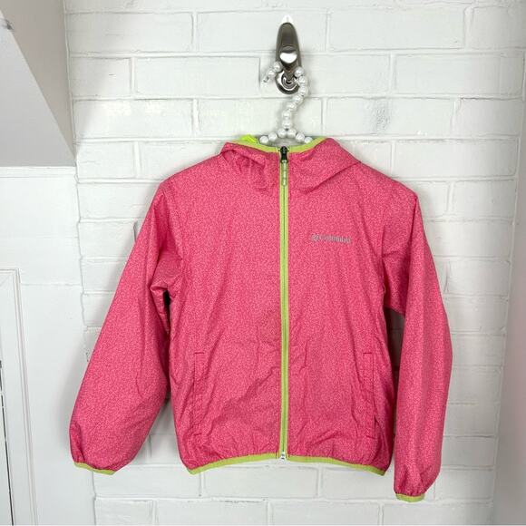 Columbia Girls Pink Patterned Zip Up Windbreaker Jacket Size S - Picture 1 of 12